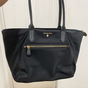 Michael Kors Black Kelsey Tote Bag Nylon Multi-Pocket Large Handbag Trolley
